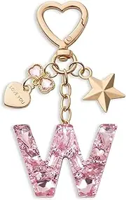 [CHUQING] Glitter Letter Keychain Pink Initial Keychain Letter Keyring for Girls Women