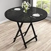Dining Table, Foldable Table, Living Room Study Table, Bedroom, Dining Room, Outdoor Wood Table, Balcony, Garden Table, Already Installed A8 (Y Black, 60X60X55CM)