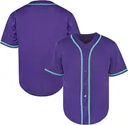 [TKJPYWYH] Blank Baseball Jersey Button Down Shirts,Men's Hip Hop Plain Short Sleeve Sports T Shirts S-3XL