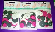BUTTONS Pink, White, Black Asst Sizes Crafting with Buttons 3 BAGS Lot D2