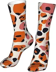 [CSIVKEJ] Crew Socks Comfort Casual Athletic Multi Design Socks For Women Men, Leopard Print 14, One Size, Leopard Print 14, One size