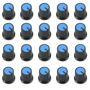 20Pcs Plastic Potentiometer Volume Control Rotary Knob Knurled Shaft Hole Blue