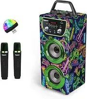 Trendix - Karaoke Machine Kids Neon World | Karaoke Machine 2 Microphones Wireless | Kids Karaoke Machines For Girls And Boys | Kids Karaoke Machines Bluetooth, FM Radio, Usb & Micro SD