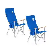 Folding Camping Chair for Outside 2 Pack, High Back Lawn Chairs Blue Lightwei...
