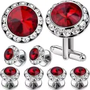 Crystal Cufflinks and Tuxedo Studs for Men Suitable for Dress Shirt Suit Jack...