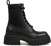 [Windsor Smith] Windsorsmith Womens Black Leather Chunky Platform Combat Boots - Destroy