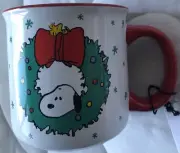 Peanuts~Christmas Snoopy & Wreath~Lg.21 Oz.~Ceramic SOUP/CUP~NEW~FAST SHIPPING