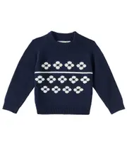 [Mini Rodini] Mini Rodini Flowers cotton and wool sweater Y 10/11 blue