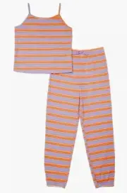 Cozy Jams Girls Pajamas Pink/Purple Size 10/12 Stripe Tank Top Pants 2 Piece Set