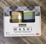 Scotch Washi Tape, Solid Earth Design, 8 Rolls, Great for Bullet Journaling