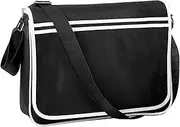 [BagBase] Retro Adjustable Messenger Bag (12 litres) (UK Size: One Size) (Black/White)