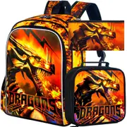 3 Piece Boys Backpack Set For Elementary School Dragon Design