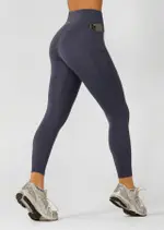 [Lorna Jane] Amy No Ride Phone Pocket Ankle Biter Leggings in Blue, Size - XS XS Ash Blue
