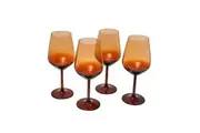 4pc Artcraft Iconic Amber Red Wine Decorated Glassware Gift Boxed 490ml