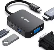 BENFEI USB C HUB 4in1, USB Type-C to HDMI VGA Adapter, USB C to USB Adapter, USB Type-C Power Delivery, Compatible for MacBook Pro 2023/2022/2021/2020,Surface Book 2, Dell XPS 13/15, Pixelbook