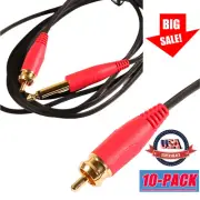 10pcs RCA Clip Cord For Tattoo Power Supply Machine Pen 1/4" Phono Plugs 6 ft
