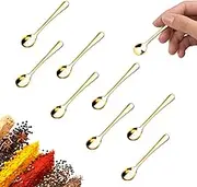 Small Spoons for Spice Jars 8 Pcs Mini Spoons Set, 2.9 Inch SUS 304 Stainless Steel Tiny Spoon for Spices, Salt, Pepper, Condiment, Sugar, Honey, Coffee (Gold)