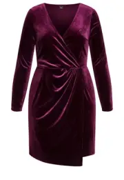 NWT City Chic CITY CHIC Clare Velvet Dress - oxblood Size 16