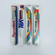 Lot (4) VTG 80s/90s Soft Medium Full Size Head Toothbrush Pepsodent Tek