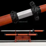 Folded Steel Handmade Real Chinese Han Dynasty Jian 汉剑 With Redwood Scabbard.