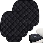 2Pcs Car Seat Cushion, Soft Plush Driver Seat Cushion with Non-Slip Bottom for Truck, Car, SUV, Home, Black