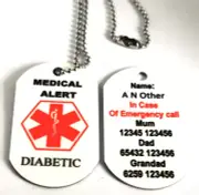 Personalised Medical Alert Necklace Diabetic