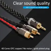 HiFi Audio RCA Cable Gold Plated 3.5mm Aux Plug to 2 RCA Plug Audio Signal Wire
