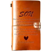 Son Gifts from Mom, To My Son Leather Journal, 140 Page Refillable Writing