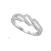 14k White Gold Round Diamond Band Ring 1/10 Cttw