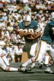 Running back Larry Csonka Miami Dolphins in action carries the ba- 1974 Photo 1