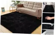 Fluffy Area Rug 10x13 Large Shaggy Throw Carpet for Bedroom 10x13 Feet Black