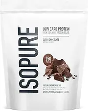 Isopure Low Carb Protein Powder, 100% Whey Protein Isolate, Flavor: Dutch Chocolate, 1 Pound (Packaging May Vary)