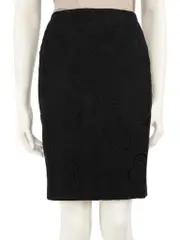 Black Camelia Embroidered Skirt
