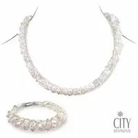 在飛比找蝦皮商城優惠-【City Diamond 引雅】天然珍珠項鍊+珍珠手鍊套組