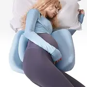 WEIKA Memory Foam Foam Pregnancy Pillows for Sleeping, Maternity Pillow for Side Sleeper, Pregnancy Body Pillow for Pregnant Women Support for Back, Belly, Hips, Detachable Pillow Cover (Blue)