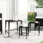 vidaXL Nesting Tables 3 pcs Black Poly Rattan 2BB