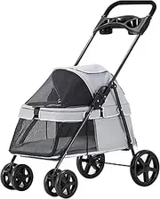Pet Stroller Lightweight Foldable Dog Stroller Outdoor Stroller for Dog Breathable Pet Carrier with Cup Holder for Medium Small Pet