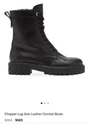 New Auth Salvatore Ferragamo Flat Combat Boots Chopper Black Leather 8 $980