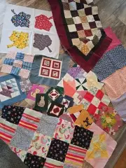 Vintage Lot Patchwork Fabric Quilt Patches 9 Patch Block
