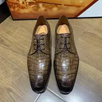 在飛比找蝦皮購物優惠-高端定製尼羅鱷魚皮皮鞋意大利擦色歐美精品商務正裝固特異男鞋子