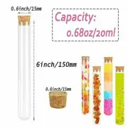 10-100pcs Diameter 15mm 20ml Glass Test Tube with Cork Stopper Glass bottle NEW