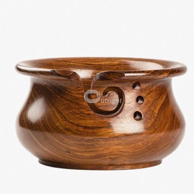 Rosewood Artisan Yarn Bowl - Handcrafted XL Decorative Wooden Knitting Bowl (7x4