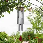 Large Wind Chime Silver 27 Tubes Hanging Windbell Garden Room Decorations Outdoor Indoor Windchime Red Wood