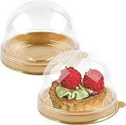 TOFLEN 100Pcs Mini Cake Containers with Clear Dome Lids for Mini Desserts Cupcake, Cheesecake, Cocoa Bomb, Strawberry, Mooncake