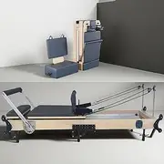 Wooden Foldable Pilates Reformer Machine - Multifunctional Home Gym Equipment with Adjustable Straps, Compact Yoga Bed for Strength Training & Space-Saving Workouts