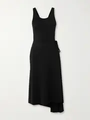[Marie Adam-Leenaerdt] Marie Adam-Leenaerdt - Asymmetric Stretch-scuba Midi Wrap Dress - Black - FR 34 FR 34 Black