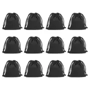 12pcs Polyester Cotton Reusable Drawstring Bags, 5x6" Dust Bags, Black
