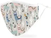 Weddingstar Washable Cloth Face Mask Reusable and Adjustable Protective Fabric Face Cover w/Dust Filter Pocket - Llamas