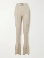 [SIEDRÉS] SIEDRÉS - Mult Appliquéd Linen-blend Flared Pants - Stone - medium medium Gray
