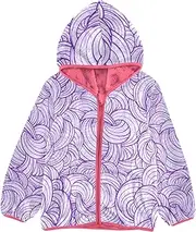 [GuoChe] Sherpa Fleece Girls Abstract Waves Purple Curves Jackets For Toddler Boys pink Fleece Zip Up Jacket 3T